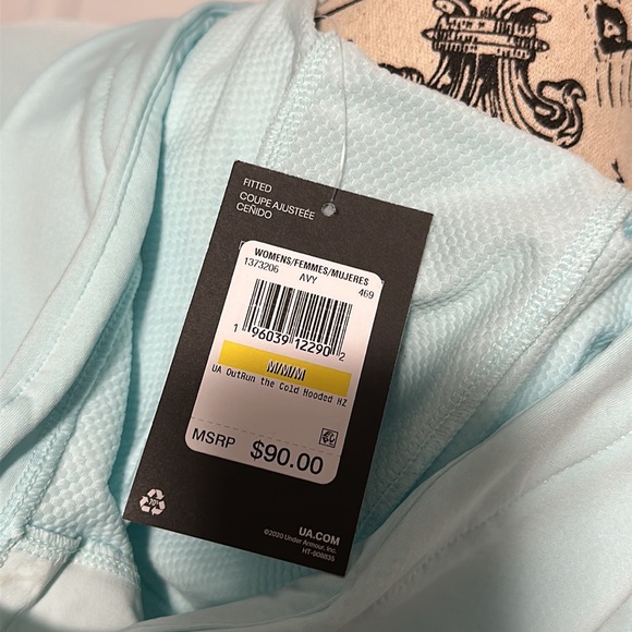 Women's UA OutRun The Cold Hooded ½ Zip in “Fuse Teal” - Picture 7 of 11